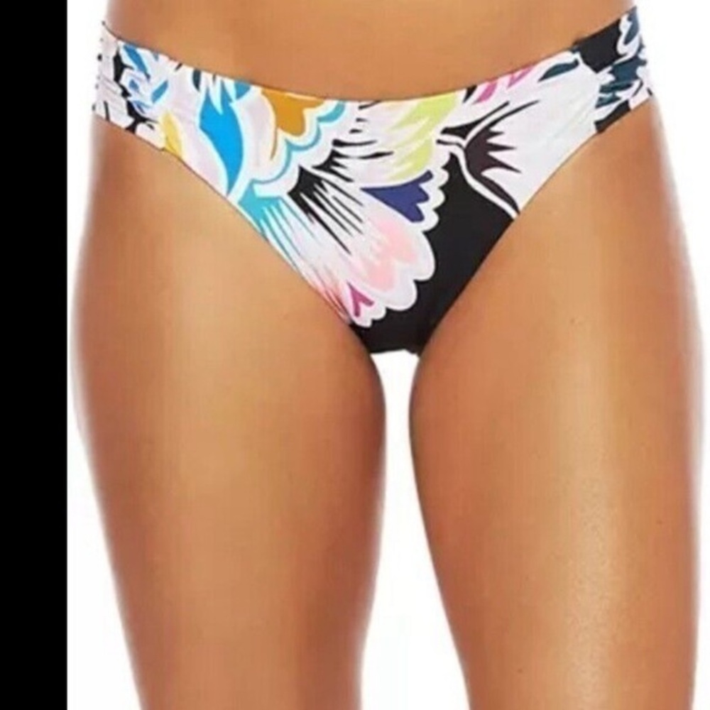 Trina Turk Seychelles floral shirred bikini bottom size 8 NWT